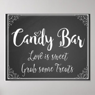Tafel Candy Bar Liebe ist süß Hochzeitsdruck Poster