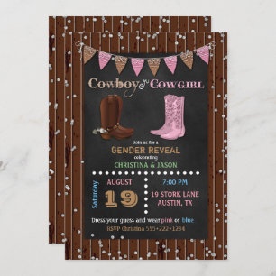 Tafel-Cowboy-oder Cowgirl-Western-Geschlecht Einladung