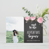 Tafel das Abenteuer fängt | graduiertes Foto an Einladung (Stehend Vorderseite)