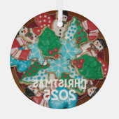 Tafel dekorierter Weihnachtszucker-Kekse Ornament Aus Glas (Rückseite)