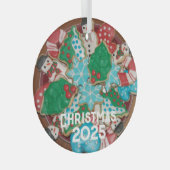 Tafel dekorierter Weihnachtszucker-Kekse Ornament Aus Glas (Vorderseite Rechts)