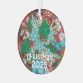 Tafel dekorierter Weihnachtszucker-Kekse Ornament Aus Glas (Vorderseite links)