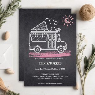 Tafel Eiswagen Baby Shower Einladung