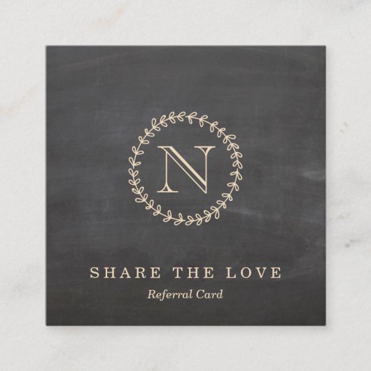 Tafel-elegante Monogramm-Quadrat-Empfehlungs-Karte Quadratische Visitenkarte (Vorderseite)