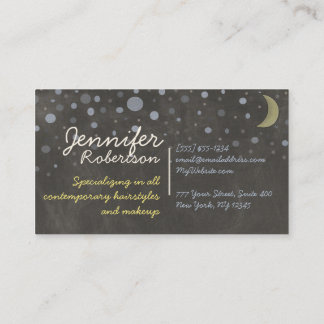 Tafel-Entwurf mit Sternen, Mond, farbige Kreide Visitenkarte