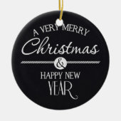 Tafel-frohe Weihnachten und guten Rutsch ins Neue Keramikornament (Vorne)