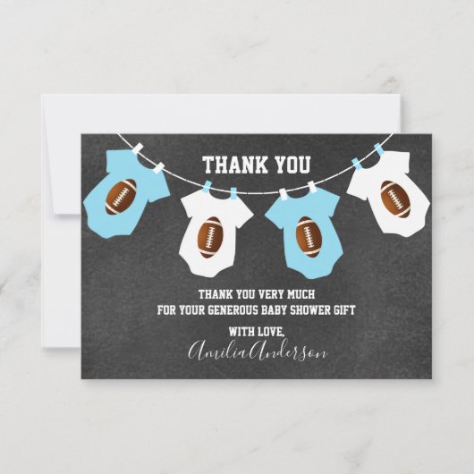 Tafel FUSSBALL Thema DANKEN IHNEN Babyparty Dankeskarte (Vorderseite)