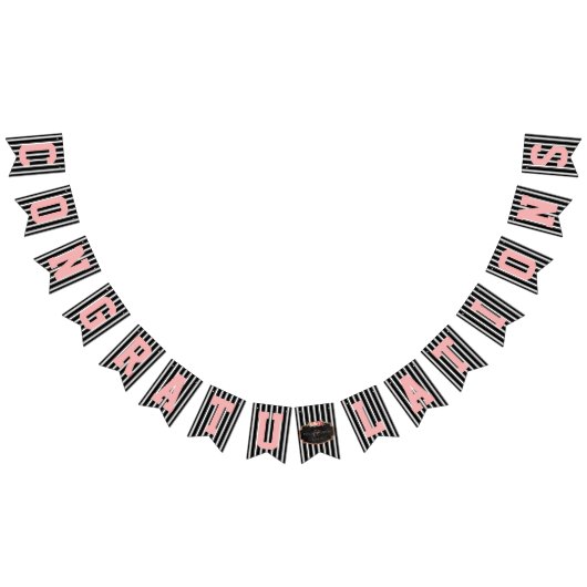 Tafel-Glückwunsch-Schwarz-weiße rosa Hochzeit Wimpelkette (Alle)