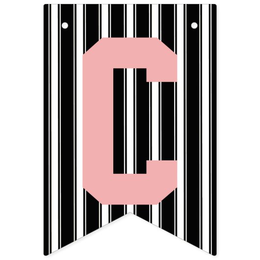 Tafel-Glückwunsch-Schwarz-weiße rosa Hochzeit Wimpelkette (Erste Fahne)