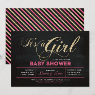Tafel, Gold Typografie Mädchen Baby Shower Einladung