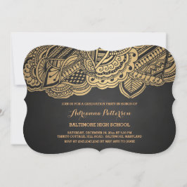 Tafel-Goldmandala-Muster des Absolvent-| Vintages Einladung