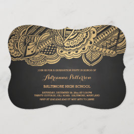 Tafel-Goldmandala-Muster des Absolvent-| Vintages Einladung