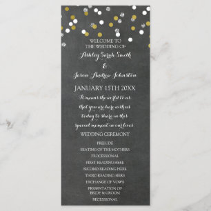 Tafel-Goldsilberconfetti-Hochzeits-Programm Programm