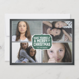 Tafel-grüne gerahmte Feiertags-Foto-Karte Feiertagskarte