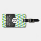 Tafel-helles Zickzack Muster-Monogramm Gepäckanhänger (Vorderseite horizontal)