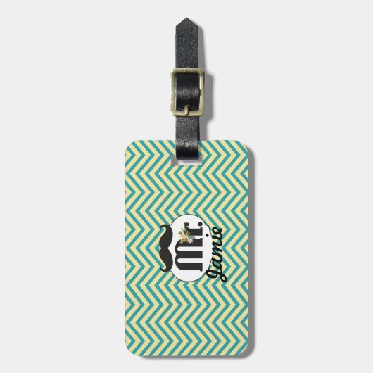 Tafel-Herr Yellow und Grün-Zickzack Zickzack Gepäckanhänger (Vorderseite vertikal)