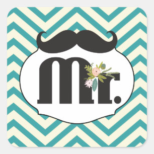 Tafel-Herr Yellow und Grün-Zickzack Zickzack Quadratischer Aufkleber