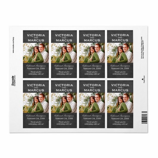 Tafel Hochzeitsmonogramm Foto Weinflasche (Vorne)