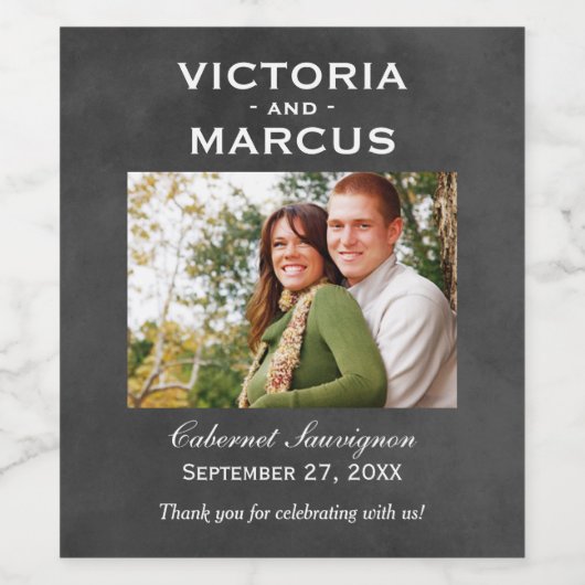 Tafel Hochzeitswein Foto Monogramm Weinetikett (Einzelnes Label)