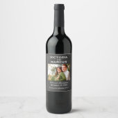 Tafel Hochzeitswein Foto Monogramm Weinetikett (Vorderseite)