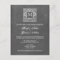 Tafel inspirierte Monogramm-Hochzeit laden ein