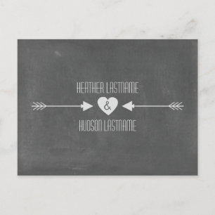 Tafel-inspiriertes Pfeil-Save the Date - Weiß Ankündigungspostkarte