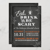 Tafel isst Drink und sei Beängstigendes Halloween- Einladung (Vorne/Hinten)