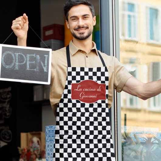 Tafel Italienische Küche Koch mit Name Schürze