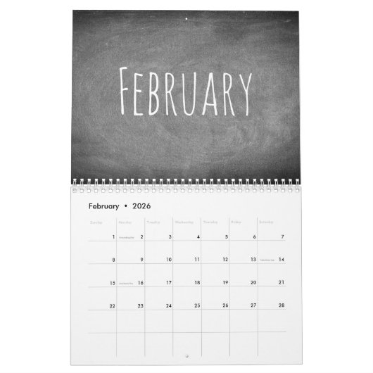 Tafel-Kalender-Schwarzweiss-Text 2018 Kalender (Feb 2026)