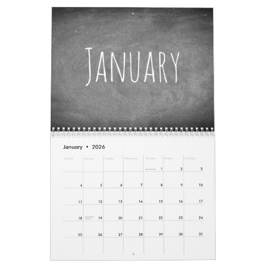 Tafel-Kalender-Schwarzweiss-Text 2018 Kalender (Jan 2026)