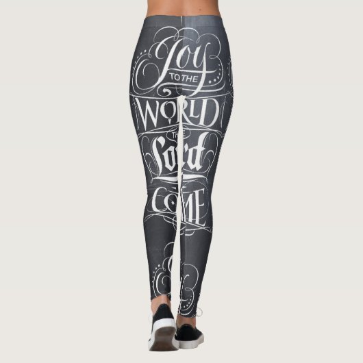 Tafel-Kalligraphie-Weihnachtsreligiöse Kreide Leggings (Rückseite)