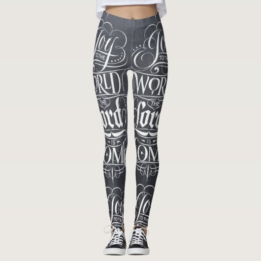 Tafel-Kalligraphie-Weihnachtsreligiöse Kreide Leggings (Vorderseite)