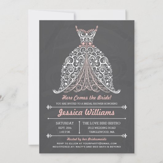 Tafel - kommt hier die Braut! Brautparty Einladung (Vorderseite)