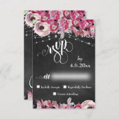 Tafel, Lampen, Kalligrafie, rosa Blume UAWG RSVP Karte (Vorne/Hinten)