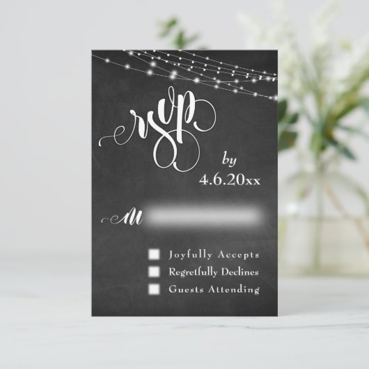 Tafel, Lampen, Kalligraphie, UAWG RSVP Karte (Stehend Vorderseite)