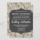 Tafel-Leinwand-und Spitze-Hochzeits-Einladungen Einladung (Vorne/Hinten)