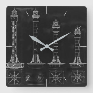 Tafel-Leuchtturm plant Timepiece Quadratische Wanduhr