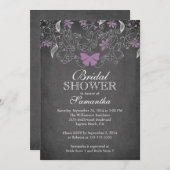 Tafel Lila Schmetterling Floral Brautparty Einladung (Vorne/Hinten)