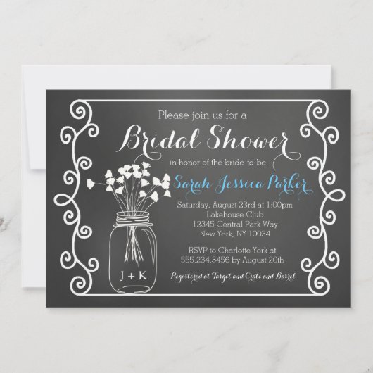 Tafel-Maurer-Glas-Brautparty-Einladung Einladung (Vorderseite)