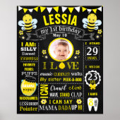 Tafel mit Bee First Birthday-Tafel Poster (Vorne)