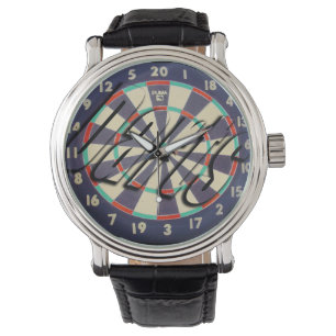 Tafel mit Darts-Logo, Armbanduhr