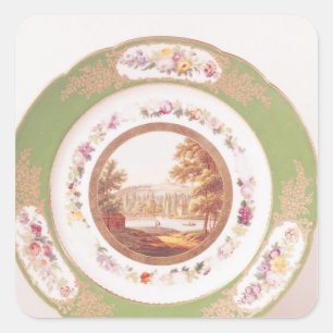 Tafel mit dem alten Pont de Sevres Quadratischer Aufkleber