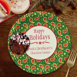 Tafel mit dem Namen des Weihnachtsgebäcks Pappteller