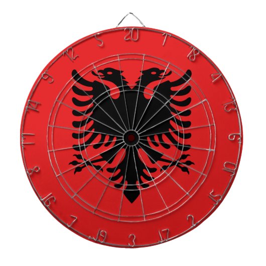 Tafel mit der Flagge Albaniens Dartscheibe (vorne)