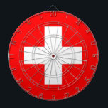 Tafel mit der Flagge der Schweiz Dartscheibe<br><div class="desc">Fügen Sie Ihrem Spielzimmer eine Touch Schweizer Stolzes mit unserem exklusiven Dartboard mit Schweizer Flagge hinzu! Dieses mit viel Liebe zum Detail gestaltete Dartboard ist mehr als nur ein funktionaler Bestandteil, es ist ein Fest des Erbes und der kulturellen Identität der Schweiz. Das lebendige Design zeigt die berühmte Schweizer Fahne...</div>