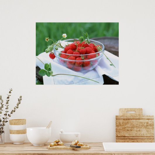 Tafel mit Erdbeeren Poster (Küche)