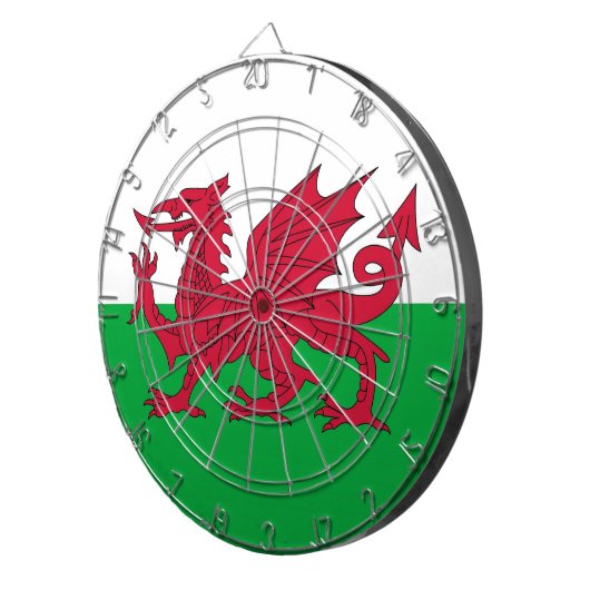 Tafel mit Flagge von Wales Dartscheibe (Vorderseite rechts)
