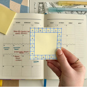 Tafel mit floralen Grenzwerten Postit Anmerkungen Post-it Klebezettel