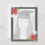 Tafel mit Inspiriert Blumenmuster-Foto-Abschluss Einladung (Rückseite)