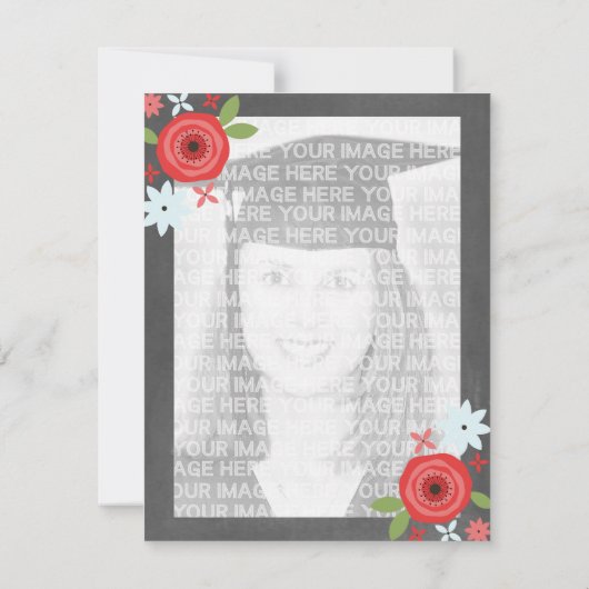 Tafel mit Inspiriert Blumenmuster-Foto-Abschluss Einladung (Rückseite)
